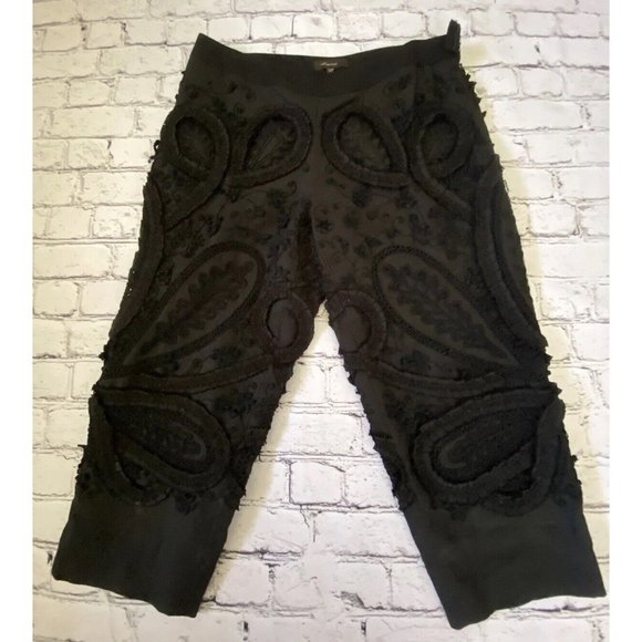 Vintage Vera‎ Wang Silk Blend Size 6 Black Capri Embellished 3 D Cropped Pants - Picture 13 of 16